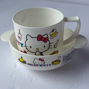 Hello Kitty White Cup and Saucer with Red Accents